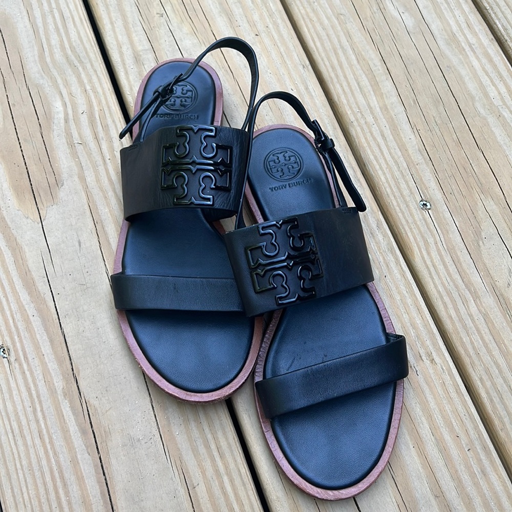 Tory Burch Black Logo Sandals